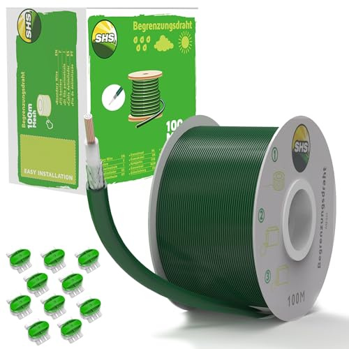 MESH - Cavo di limitazione 100 m + 10 connettori per robot tosaerba, robot tosaerba, set di accessori per cavi di ricerca – compatibile con GARDENA/BOSCH/HUSQVARNA/WORX/HONDA/ROBOMOW/iMow
