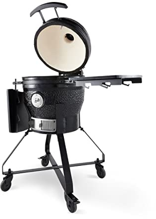 Premium Kamado BBQ 18 pouces Ø 46 cm - Barbecue à charbon - Griller, Fumer, Cuire, Cuire à la vapeur - Cuisinière - Barbecue à œufs Noir - 100 cm de haut