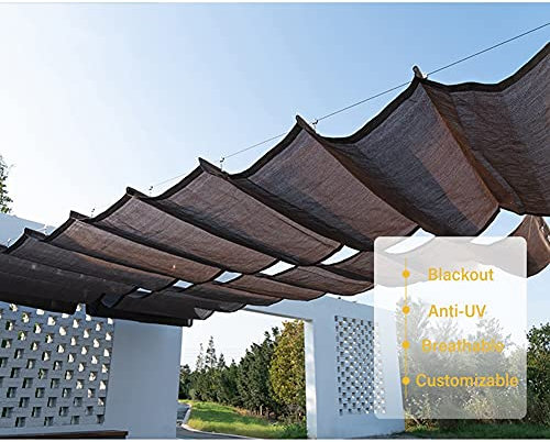 Vela Parasole Retrattile, Copertura Parasole di Ricambio, Tendalino Parasole Parasole per Patio, Pergola, Pergolato in Legno, Terrazza, Patio (Colore : Coffee, Taglia : 1.2x2.6m)