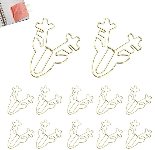 50Pcs Kleine Gold-Papierklammern Nette Hirsch Tier-Papierklammern Metallklammern für Dateien Papier Spaß Papierklammern Lesezeichen Planer Clips Papierklammer Halter Kühle Papierklammern
