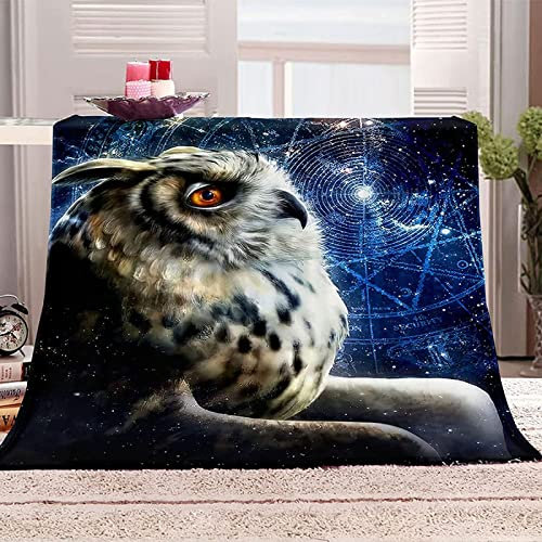 Kuscheldecke 80x150 Eule, Flanell Fleecedecke 3D Eule Weiche und Warme Decke, als Sofadecke Wohndecke Tagesdecke Wolldecken, für Kinder Erwachsene