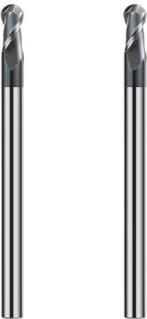 CREEYA 2 Piezas Fresa de punta redonda de metal duro, 2 dientes/2 Flautas CNC, HRC 55, Negro AlTiN revestimiento, Fresa de cabeza redonda para acero, madera, plásticos (Ø 4mm)