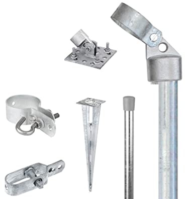 Alberts 634537 Zauneck-Set | Einschlag- Bodenhülsen | feuerverzinkt | Maschendrahtzaun | Zaunhöhe: 100 cm