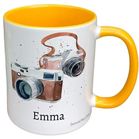 Personalised Camera Mug Gift - Present for Photography Lovers - Gifts for Photographer - Personalised Hobby Mug - Country Style Mug (Blue)