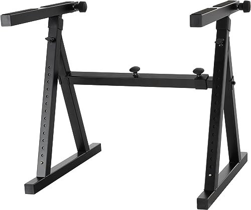 Classic Cantabile KSD-400Pro MK II Keyboardständer - Erweiterbar mit 2. Ebene, Rollen oder Kopfhörerhalter - Belastbar bis 100 kg - Breite und Höhe verstellbar - Schwarz