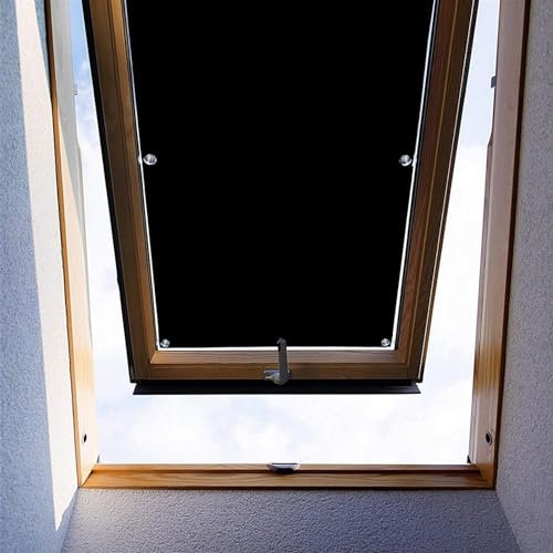 Ygann Dachfenster Rollo Thermo Sonnenschutz Verdunkelungsrollo für Dachfenster UV Schutz mit Saugnäpfe ohne Bohren ohne kleben (Schwarz,76x120cm)