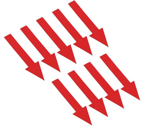 PATIKIL Directional Arrow Sticker, 9 Pack PVC Removable Self Adhesive Waterproof Floor Decal Wall Marking Sign for Road Instructions, Red