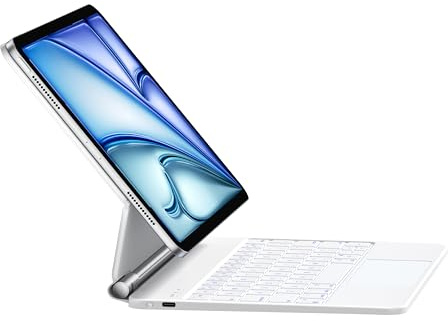 HOU iPad Air 11 Zoll (M4 2026/M3 2025/M2 2024) Air 5./4. Gen Hülle mit Tastatur, für iPad Pro 11 Hülle mit Tastatur (4./3./2./1. Gen),7 Farben Hintergrundbeleuchtung,Touchpad,QWERTZ,Weiß