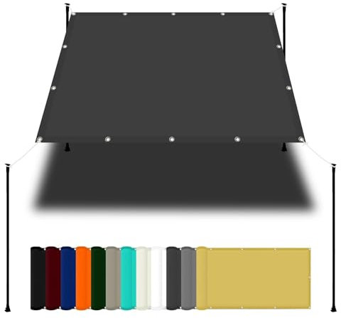 Sonnensegel 2 x 2.5 m Wasserdicht Balkon Sichtschutz Reißfest UV-Schutz nach Mass Polyestergewebe Mit Seil Sonnensegel Sonnenschutz für Garten Terrasse, Dunkelgrau