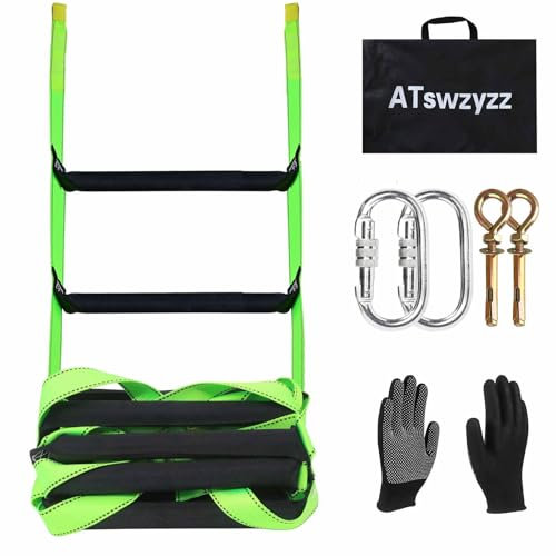 Emergency Fire Escape Ladder,Flame Resistant Safety Rope Ladder with Hooks 13FT/16FT/26FT/32FT/49FT,Fast to Deploy,Easy to Store Withstand Weight up to 1300 pounds (13FT)