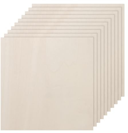 DMiotech 18 Pack 6 x 6 x 1/13 Inches 2mm Thick Wood Sheets Basswood Sheets Unfinished Plywood Squares Plywood for DIY Craft Laser Wood Burning Drawing