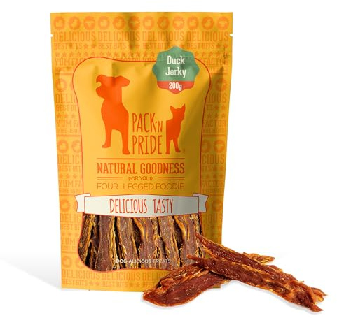 PACK’N PRIDE Dog Treats Duck Strips, 200g Air-Dried Dog Chews, Low-fat Duck Breast Jerky for Small&Medium Dogs, High in Protein