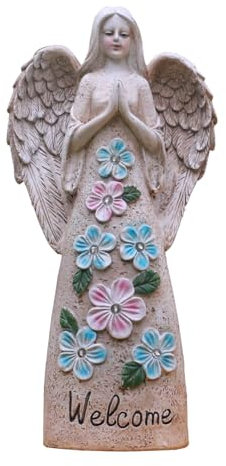 FIYSON Solar Engel Gartenfiguren, Betend Flügel Engelfigur, LED-Schutzengel-Figur, Wetterfest Fairy Engel GartenDeko, Solar Grablicht Outdoor Dekor, für Haus,Hof,Terrasse,Veranda,21x12x6cm