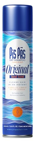 PisPás Dry Shampoo Original - Champú en Seco para Volumen y Frescura Instantánea, Elimina el Aceite y los Olores, Ideal para Todo Tipo de Cabello