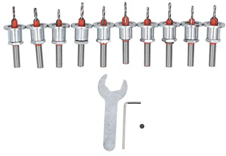 FLEXMAN 10 brocas avellanadoras, tope ajustable, broca avellanadora cónica para plástico, metal blando, tableros de fibra, tornillos de aleación de aluminio