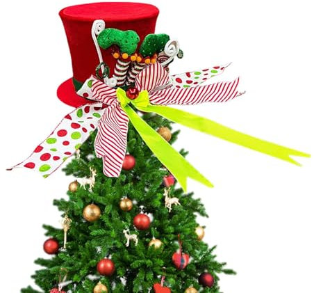 Christmas Tree Topper Hat | Festive Tree Top Ornaments | Christmas Fireplace Decorations | Christmas Tree Hat Ornament Ideas Christmas Tree Topper Decoration Tree Toppers for Kitchen