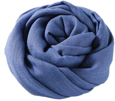 Anevous Damen Weicher Einfarbig Schals, Baumwolle Leichte Damenschal, Elegante Große Schals Tücher, Plain Tücher Schal Stola für Lange Halstuch Damen Geschenk,Blau