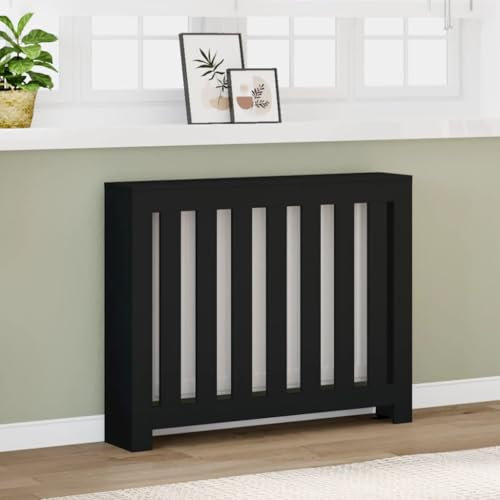 Cache Radiateur, Couverture Radiateur Couvre Radiateur Cache-radiateur noir 104x20x82 cm bois d'ingénierie