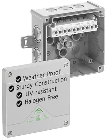 Spelsberg Abox 060 AB-6² - Professional IP66 Junction Box with Raised Screw Terminal Block - VDE Certified, External Fixing Points for Industrial & Outdoor Areas (Grey)