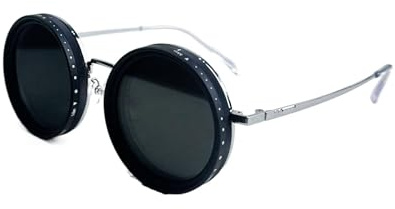 Uptiar Lentes de sol de tinte ajustables redondos polarizados con filtro ND integrado, control manual de tinte de 1 a 9 engranajes para hombres, Patas finas plateadas, patas transparentes