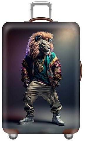 Elastisch Kofferhülle,Kofferschutzhülle,Cyberpunk Stil Reisekoffer Schutzhülle mit Reißverschluss,Trolley Case Luggage Cover Protector,Gepäckabdeckung 18 bis 32 Zoll (Tiere,M(22-24inch))