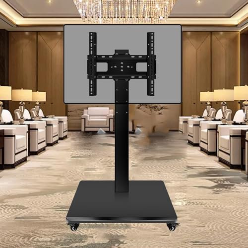 SGKOMN Height Adjustable Mobile TV Cart on Wheels - for 32-55 Inch Screen TVs, Horizontal and Vertical Screen Rotation Rolling TV Stand, Conference Room Podium Universal TV Floor S (32-55in)