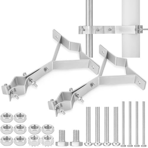 Blulu 2 Pcs Vent Pipe Mount for 2-1/2 to 5-1/2 Vents - (1 to 1.25 Mast Bracket) Galvanized Steel Vent Pipe Mount Kit for Mounting TV Antenna, or Weather Station