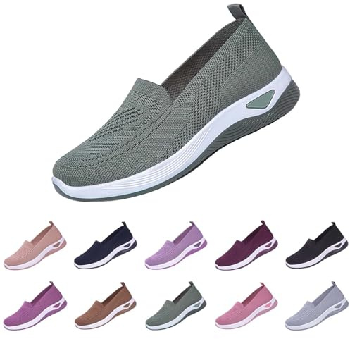 subscriptions+on+My+Account Slip On Trainers Women Wide Fit Ladies Breathable Mesh Walking Running Shoes Comfortable Arch Support Soft Sole Athletic Tennis Prime Deals October 8-9 Green 6.5
