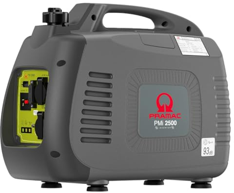 Pramac PMi 2500 Generatore di Corrente Portatile Inverter 230V Grigio con Motore Ohv | Generatore con Sistema di Avviamento a Strappo con Avvolgitore, 2300 Watt