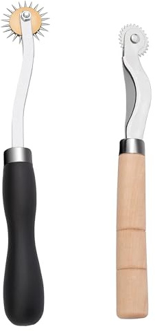 2Pcs Rotary Cutter, High Carbon Steel Fabric Cutter Wheel, Tracing Wheel for Pattern Cutting, Serrated Tracing Wheel for Leather Craft DIY Stitch Marking Tool and Tailor Sewing Leather Paper
