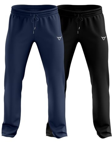 TORO ACTIVA Pack of 2 Mens Trousers Tracksuit Jogging Bottoms Lightweigt with Zipper Pockets Drawstring Joggers Sports Casual Running Gym Training (UK, Alpha, L, Regular, Regular, Black Navy)