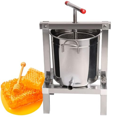 GESAIDES Prensa Manual de 10 l para Miel de Futas, Sidra, Vino y Uvas, de Acero Inoxidable, Ideal para Elaborar Vino y Jugos.