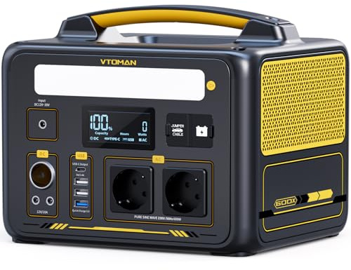 VTOMAN Jump 600X Tragbare Powerstation 600W - 299Wh Solar Generator | LiFePO4 Batterie Stromgenerator Mobile mit 2x 600W (1200W Spitze), Erweiterbare Kapazität für Camping Wohnmobil Notfall