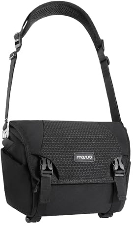 MOSISO Camera Bag for Photographers, Small Crossbody Shoulder Bag for DSLR/SLR/Mirrorless Cameras, Padded Flap Honeycomb Camera Case with Rain Cover, Photography Purse for Canon/Nikon/Sony, Black