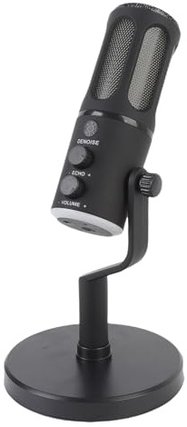 Bewinner Microphone Dynamique avec Interface Dual USB XLR, Micro PC de Motif Cardioïde avec Lumière RVB, Bouton de Contrôle Multi-Fonctions pour Les Jeux, Streaming, Podcast