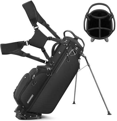 RIOROO Leichte Golfbag mit 5-Fach Vollschaft-Teilung, 6 Taschen, Kühlfach, doppeltem Polstertragesystem und Regenschutz, wasserdichte Golftasche für Herren und Damen.