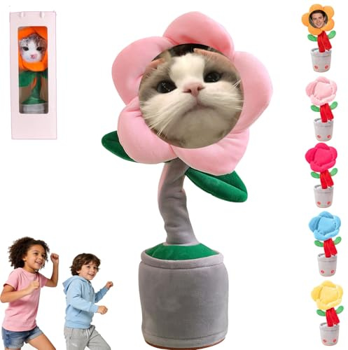 Generico Girasole Danzante Personalizzabile con Foto,per Bambini 1-12anni sole fiore Musicale giocattolo,Giocattolo Parlante che Ripete la Voce,Regalo Divertente Adulti(Versione batteria) (Pink-1)