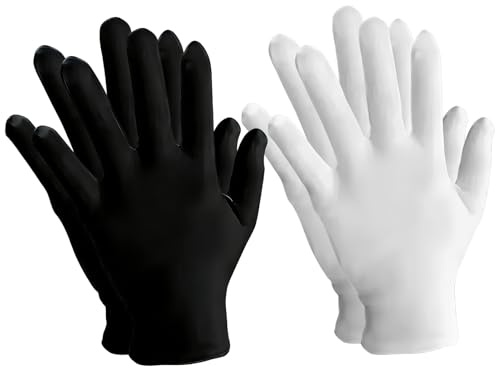 2 Paar Baumwollhandschuhe Weiß Schwarz Dünne Handschuhe Handmaske Seidenhandschuhe für Damen Herren Trockene Hände