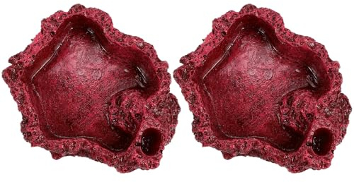 PRETYZOOM Tazón de Agua para Tortugas y Comedero para Reptiles de Resina Roja, 2 Piezas Acabado Fino y Colocación Estable para Escritorio