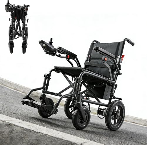Elektrorollstuhl faltbar leicht – Elektrischer Rollstuhl mit Fernbedienung & Schiebehilfe, All-Terrain, 150 kg Tragkraft, bürstenloser Motor, 30 km Reichweite, Geeignet für ältere Menschen und Mensche