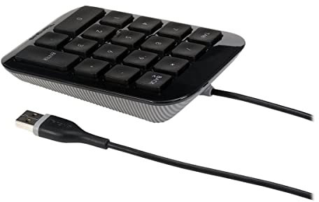 Targus USB Wire Portable Numeric Keypad with Ergonomic Tilt for Laptop Desktop Computer PC, Palm Size (AKP10EU)