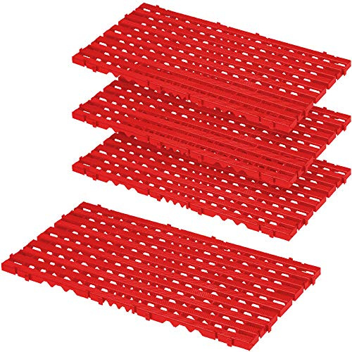 4x Bodenrost aus Kunststoff (PE-HD), LxBxH 800x400x25 mm (rot)