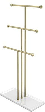 Umbra Trigem Schmuckbaum – Extra Hoher Schmuckständer für Ketten mit integrierter Schmuckablage für Ringe, Ohrringe, Armbänder, Uhren und Accessoires, 3-stufig, Metall, Weiss/Messing, 3-lagig
