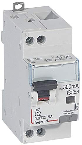 Disjoncteur différentiel U+N 230V~ - 2A typeAC 300mA - courbe C - 2 modules - vis/vis - DX³4500