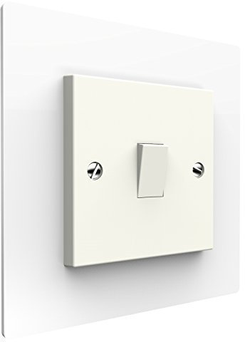 Displaypro Single, Double Light Switch Surround Acrylic Finger Plate Panel Plug Socket (White - Single)