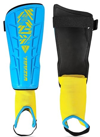 Vizari Malaga Soccer Shin Guard, XS, Sky/Yellow