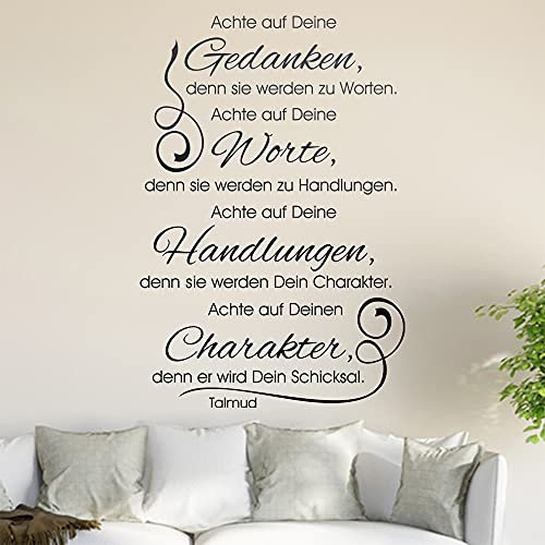 Achte auf Deine Gedanken… Wandtattoo in 6 Größen - Wandaufkleber Wall Sticker - Dekoration, Küche, Wohnzimmer, Schlafzimmer, Badezimmer