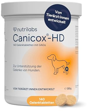NutriLabs Canicox-HD Gelenktabletten für Hunde 140 Stk. - mit MSM, Chondroitin, Hyaluronsäure, Glucosamin & Teufelskralle - Gesundheitsprodukte für Hunde - Nahrungsergänzungsmittel Hund
