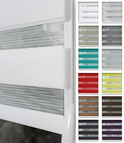 Home-Vision® DuoRollo Klemmfix, Doppelrollo ohne Bohren mit Klämmträgern, DuoRollos für Fenster und Türen (Weiß, B85cm x H150cm)