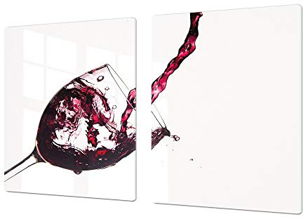 Cubre vitrocerámica para cerámicas de grandes dimensiones o tabla de cortar de cristal templado – UNA PIEZA (80 x 52 cm) o DOS PIEZAS (40 x 52 cm) Serie de Vinos DD04